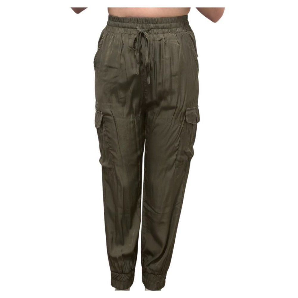 OLIVE SATIN JOGGERS